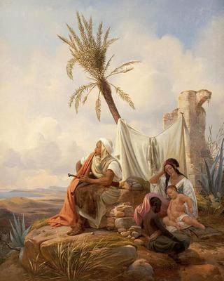An Encampment, with Figure Smoking a Pipe