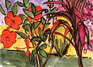 Hibiscus and Red Shrubs