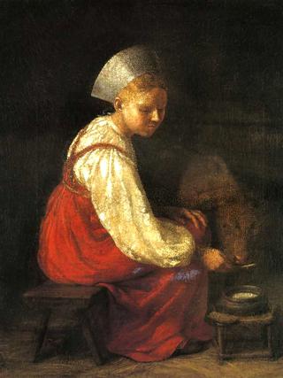 Girl with a Calf
