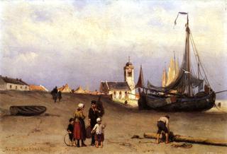 Fisher Folk and Beach Bomschuiten, near Katwijk