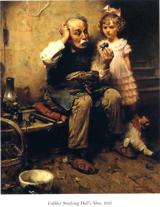 Cobbler Studying Doll's Shoe