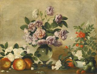 Still Life with Peonies and Peaches