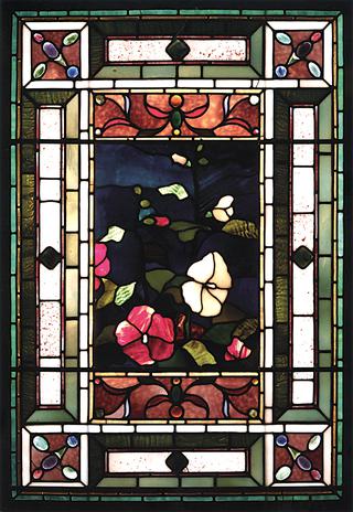 Hollyhocks and Morning Glories