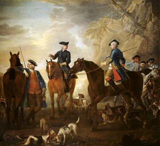 韦茅斯子爵的狩猎：杰克逊先生、亨利和托马斯·维莱尔，还有猎人和猎犬