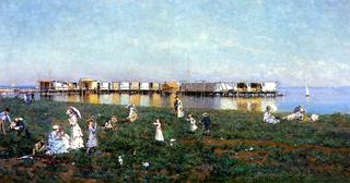 Elegant Figures on the Beach, the Bay of Livorno