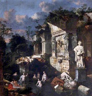 Classical Ruins with Diana and Nymphs Bathing