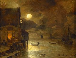 Night of full Moon at the Quay