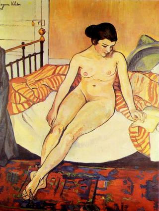 Nude with a Striped Blanket