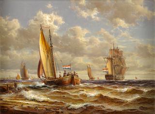 Sailing and Fishing Boats off the Dutch Coast