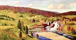 Valley Vista with Farm and River