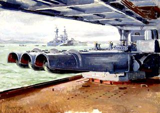从巡洋舰鱼雷管后面看“罗德尼”号