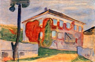 House with Red Virginia Creeper