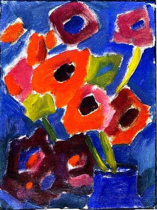 Flowers in a Blue Vase