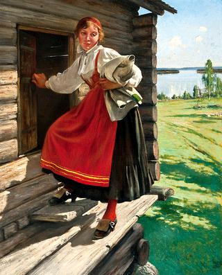 Girl in a Moran Costume