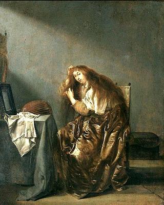 Woman Combing Her Hair