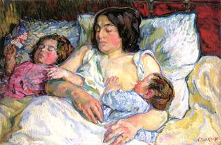 Madame Tarkhoff with Her Two Children Jean and Boris