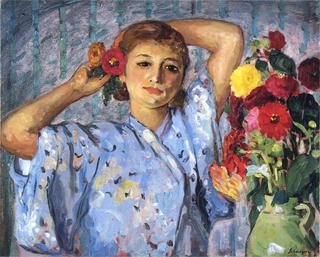 Young Woman with Flowers