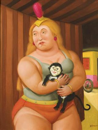 Circus Woman with a Monkey
