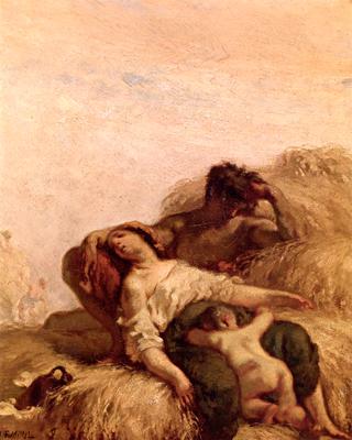 Harvester and His Family Resting