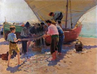 Pescadores en la playa