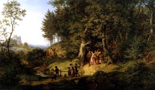 Bridal procession in a Spring Landscape
