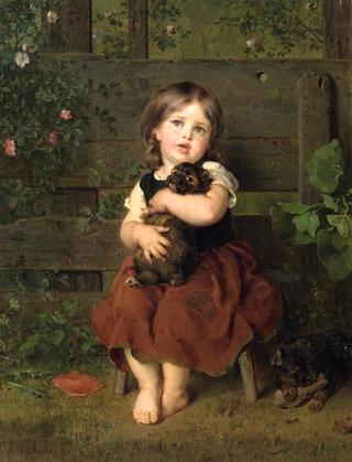 Little Girl With Dachshund Puppy