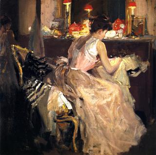 Sewing by Lamplight