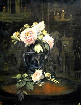 Purple Jug and Three Peonies