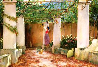 Woman in a Garden, Capri (Villa Castello)