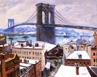 Brooklyn Bridge in Snow