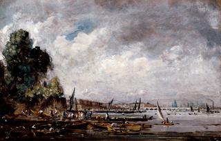 Waterloo Bridge from the left bank of the Thames