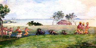 Military Reception and War-Dance in Our Honor at Sapapali, Samoa