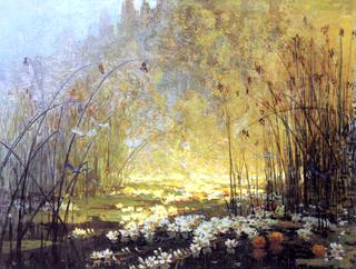Pond with Waterlilies and Dragon Flies