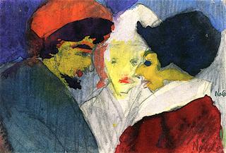 Two Women and a Man Talking