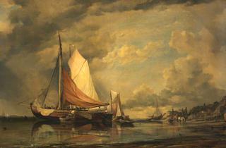 Danish Craft on the Elbe, Blankenese, Germany, Low Water