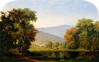 Landscape with Lake, Fisherman
