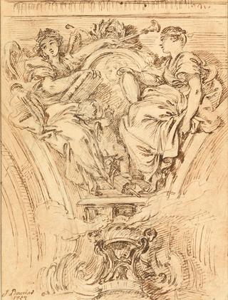 Spandrel Decoration, Fame and Truth Applauding Louis XV