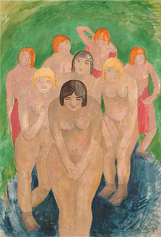 一群裸体女沐浴者