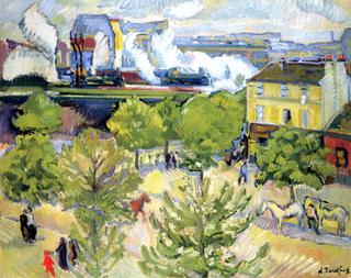 Avenue du Maine with People and Railway