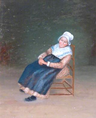 法国塞尔纳勒罗伊一位老妇人的素描