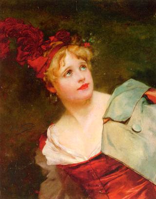 Lady Wearing a Crimson Hat