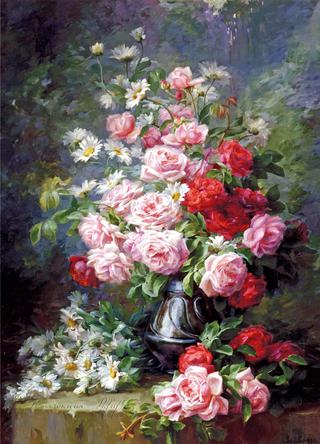 Bouquet of Roses and Daisies