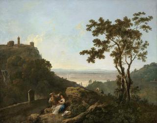Tivoli and the Roman Campagna with a Man and Woman