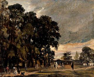 Landscape Study:  Figures by a Clump of Trees