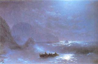 A Lunar night on a sea