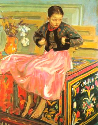 Girl on a Krakow Chest