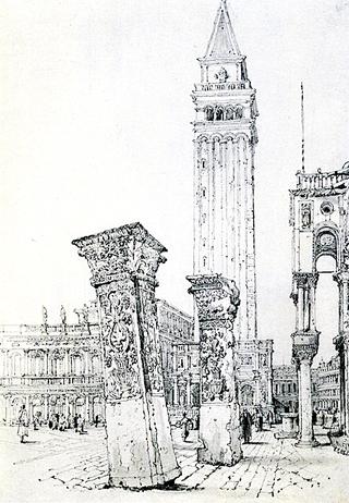 The Pilastri Acritani in the Piazetta, with the Campanile