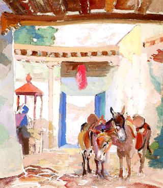 Burros in Courtyard