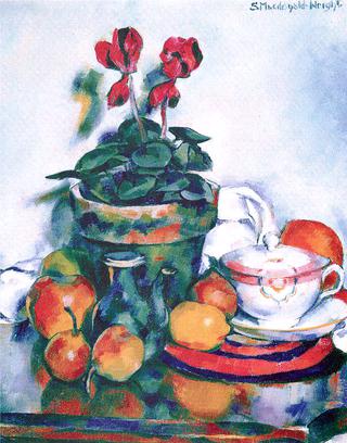 Still Life with Cyclamen and Fruits