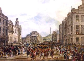 1822年8月，爱丁堡，乔治四世国王进入王子街的队伍